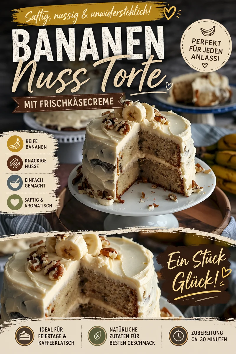 Saftiger Bananenkuchen mit cremigem Frischkäse Frosting - Ein Highlight! - Entdecke das Rezept für den perfekten Bananenkuchen mit frischem Frischkäse Frosting! Dieser saftige Kuchen ist einfach zuzubereiten und der ideale Genuss für jede Gelegenheit. Überrasche deine Familie und Freunde mit diesem köstlichen Dessert. Klicke jetzt, um das ganze Rezept zu erfahren und dir die Glücksmomente zu sichern! #Bananenkuchen #Backen #FrischkäseFrosting