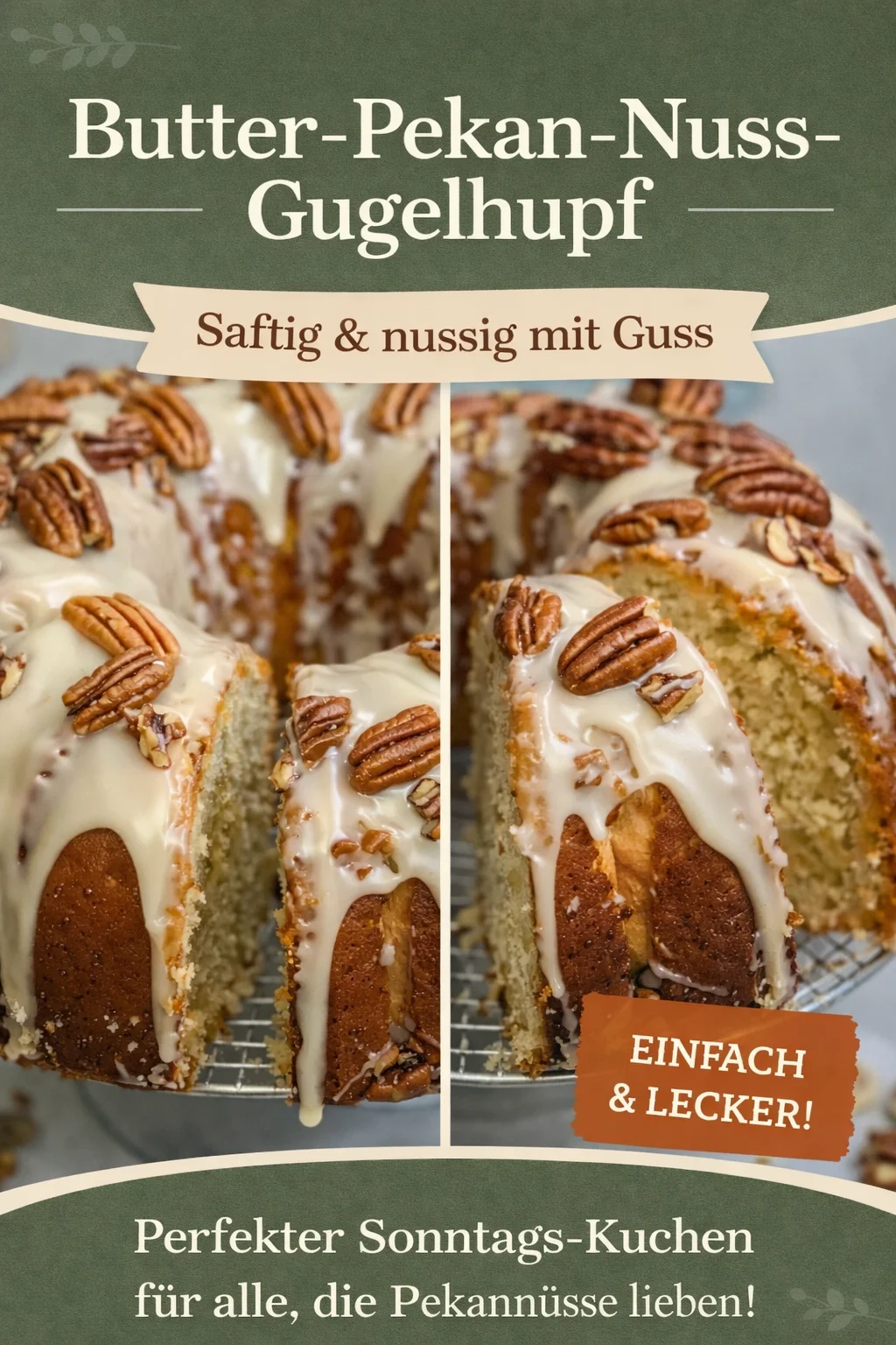 Saftiger Pekannuss Gugelhupf: Einfach und Gemütlich Backen - Hast du Lust auf einen herrlichen, saftigen Kuchen? Dieser Pekannuss Gugelhupf ist der perfekte Genuss für gemütliche Nachmittage und einfach zuzubereiten! Mit einer Kombination aus frisch gerösteten Pekannüssen und einem kräftigen Geschmack wird dieser Gugelhupf zum Lieblingsrezept. Bereite ihn noch heute zu und verwöhne deine Liebsten! Lass dich inspirieren und pinne dieses Rezept! #PekannussGugelhupf #Backen #Kuchenliebe