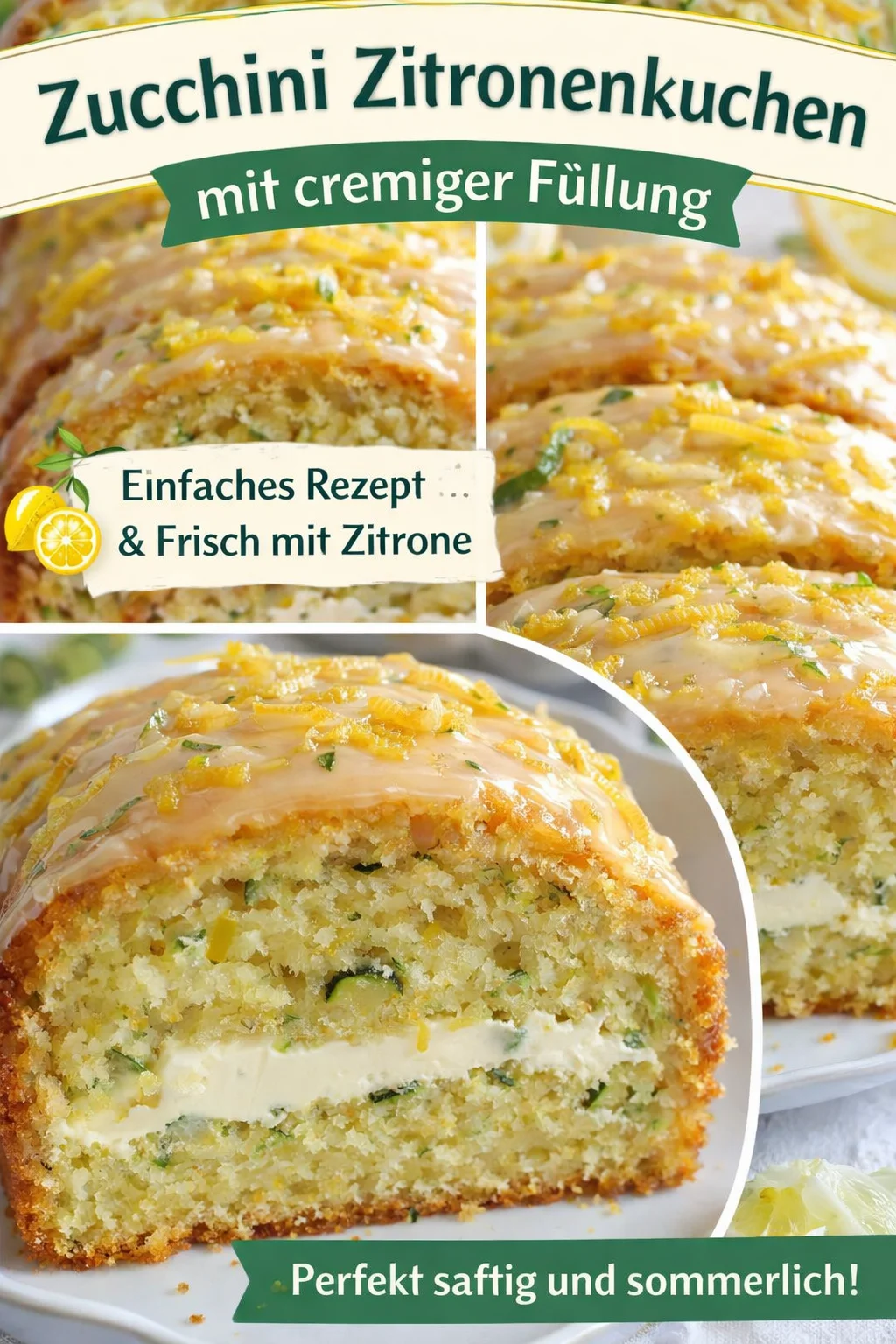 Saftiger Zucchinikuchen mit Zitrone und Frischkäsefüllung entdecken! - Hast du Lust auf einen leckeren Zucchinikuchen, der frisch und leicht ist? Dieser köstliche Kuchen kombiniert saftige Zucchini mit dem erfrischenden Aroma von Zitrone und einer himmlischen Frischkäsefüllung. Perfekt für jedes Kaffeekränzchen oder als süßer Snack zwischendurch! Schmeiß dich in die Küche und probiere es aus. Du wirst begeistert sein! #Zucchinikuchen #Backen #Kuchenliebe