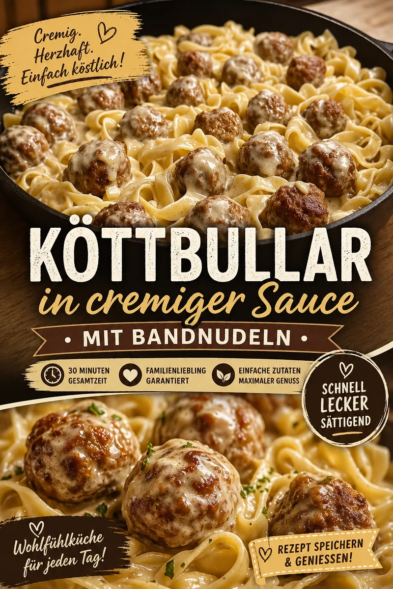 Schnelle Fleischbällchen mit Sahne und Nudeln für den perfekten Feierabend - Hast du Hunger, aber wenig Zeit? Diese köstlichen Fleischbällchen mit Sahne und Nudeln sind die Lösung! In nur wenigen Schritten zubereitet, versprechen sie einen herzhaften Genuss, ideal für stressfreie Abende. Probiere es aus und lass dich von diesem einfachen Rezept begeistern! #Fleischbällchen #SchnelleRezepte #EssenFürDieFamilie