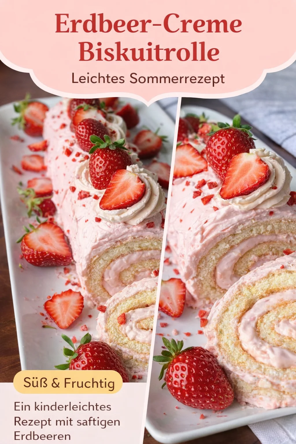 Schnelle und beeindruckende Erdbeerrolle: Ein Rezept von Oma - Lust auf eine süße Versuchung, die einfach zuzubereiten ist? Diese Erdbeerrolle bringt die Kindheitserinnerungen zurück und sorgt garantiert für Wow-Momente! Perfekt für besondere Anlässe oder einfach zum Genießen. Probiere es aus und überrasche deine Familie und Freunde! Lass dich inspirieren und kreiere dein eigenes Meisterwerk. #Erdbeerrolle #Nachspeisen #SchnelleRezepte