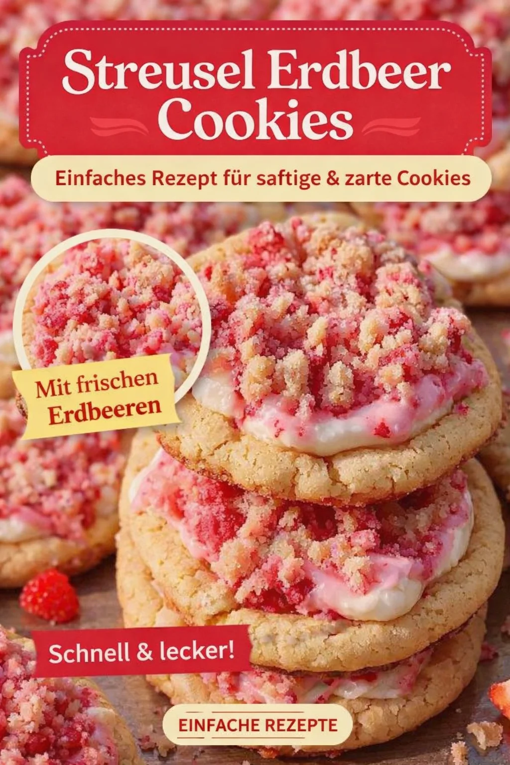 Unwiderstehliche Erdbeer Frischkäse Kekse – Der perfekte Genuss! - Du liebst Kekse und Käsekuchen? Diese Erdbeer Frischkäse Kekse kombinieren das Beste aus beiden Welten! Mit ihren weich-saftigen Texturen und dem süß-fruchtigen Geschmack sind sie der Star bei jedem Anlass. Perfekt für die nächste Kaffeepause, als süßer Snack oder für dein nächstes Fest. Lass dich von diesem Rezept überraschen! Probiere sie jetzt aus! #ErdbeerKekse #Käsekuchen #Backen