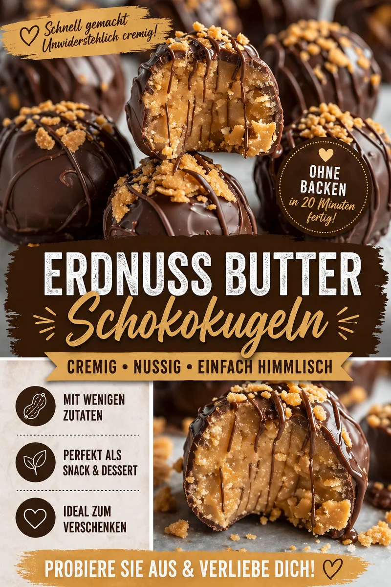 Unwiderstehliche Erdnussbutter-Schokolade Trüffel: Einfach und lecker! Unwiderstehliche Erdnussbutter-Schokolade Trüffel: Einfach und lecker! - Entdecke das perfekte Rezept für Erdnussbutter-Schokolade Trüffel. Diese einfache und köstliche Süßigkeit ist ideal für Partys oder als Geschenk. Sie sind so schnell zubereitet und schmecken einfach himmlisch! Probiere sie jetzt aus! #Erdnussbuttertrüffel #Desserts #Süßspeisen