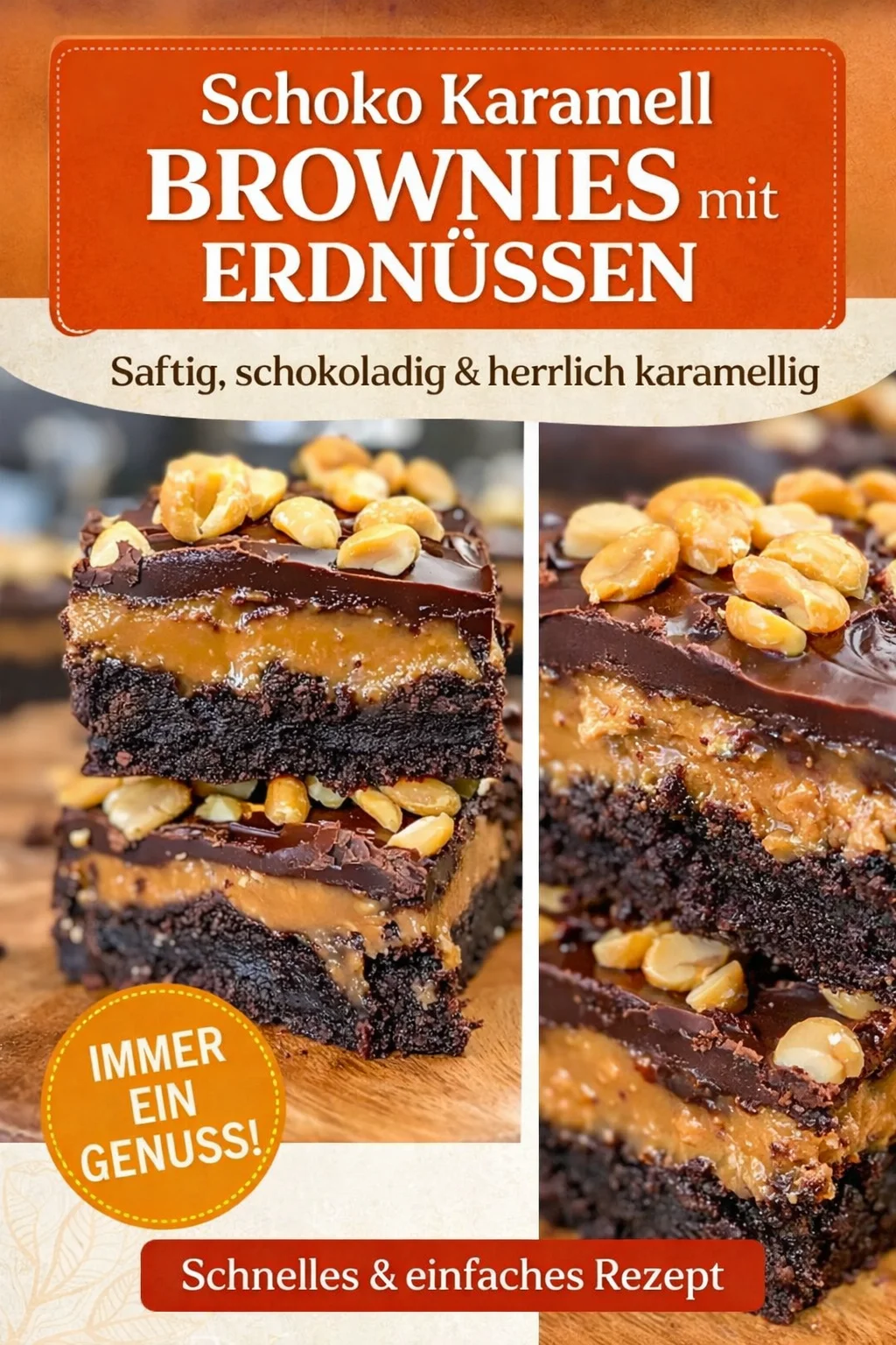 Verwöhne dich mit diesen unwiderstehlichen Brownie Riegeln! - Hast du Lust auf eine süße Versuchung mit einem herrlichen Mix aus Schokolade und einem Hauch von Salzigkeit? Dieses Brownie Riegel Rezept kombiniert geschmolzene Schokolade mit Karamell und gesalzenen Erdnüssen – ein absolutes Muss für alle Dessertliebhaber! Probiere es jetzt aus und verwöhne deine Geschmacksknospen! #BrownieRiegel #DessertLiebhaber #SchokoladeGenuss