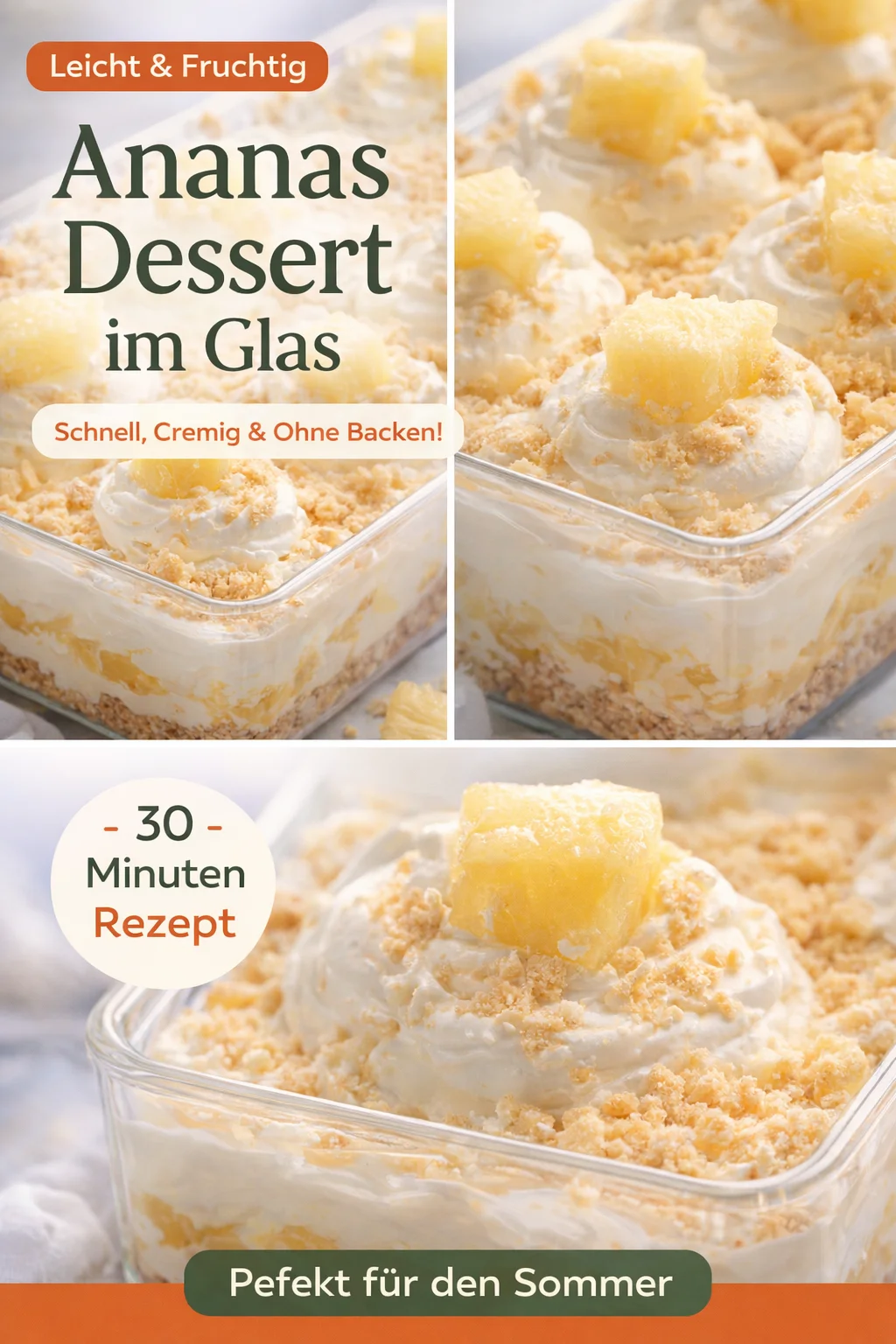 Verwöhne dich mit unserem unwiderstehlichen Ananasdessert für heiße Sommertage! - Entdecke das perfekte Ananasdessert für einen erfrischenden Genuss an heißen Sommertagen! Mit einer cremigen Füllung aus Frischkäse und zerdrückter Ananas, einem knusprigen Graham-Cracker-Boden und tollen Toppings ist dieses Dessert ein echter Hingucker. Bereite es vor und überrasche deine Gäste! Lass dir dieses tropische Meisterwerk nicht entgehen. Du wirst begeistert sein! Probiere es jetzt aus! #Ananasdessert #Süßspeisen #EinfacheRezepte