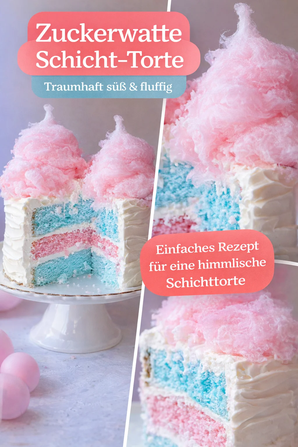 Zaubere deinen eigenen Zuckerwattekuchen-Träumen in nur wenigen Schritten! - Lust auf eine köstliche und zauberhafte Überraschung? Unser Zuckerwattekuchen ist nicht nur ein Augenschmaus, sondern begeistert auch mit seinem himmlischen Geschmack! Lerne Schritt für Schritt, wie du diesen bunten Traum voll Zuckerwatte und Spaß kreierst. Perfekt für Feiern oder einen besonderen Anlass! Probiere es jetzt aus! #Zuckerwattekuchen #Backen #Süßspeisen