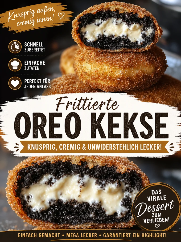 Knusprige Cookies & Cream Cheesecake Frittierte Oreos - Ein Traum aus Keks und Kuchen - Entdecke die Freude, wenn Oreo-Kekse auf cremigen Käsekuchen treffen und in heißem Öl knusprig frittiert werden! Diese leckeren Cookies & Cream Cheesecake Frittierte Oreos sind der perfekte Genuss für jedes Dessert. Verwöhne deine Geschmacksnerven und teile, um deine Freunde & Familie zu beeindrucken! Probiere es noch heute aus! #DessertRezept #FrittierteOreos #Käsekuchen