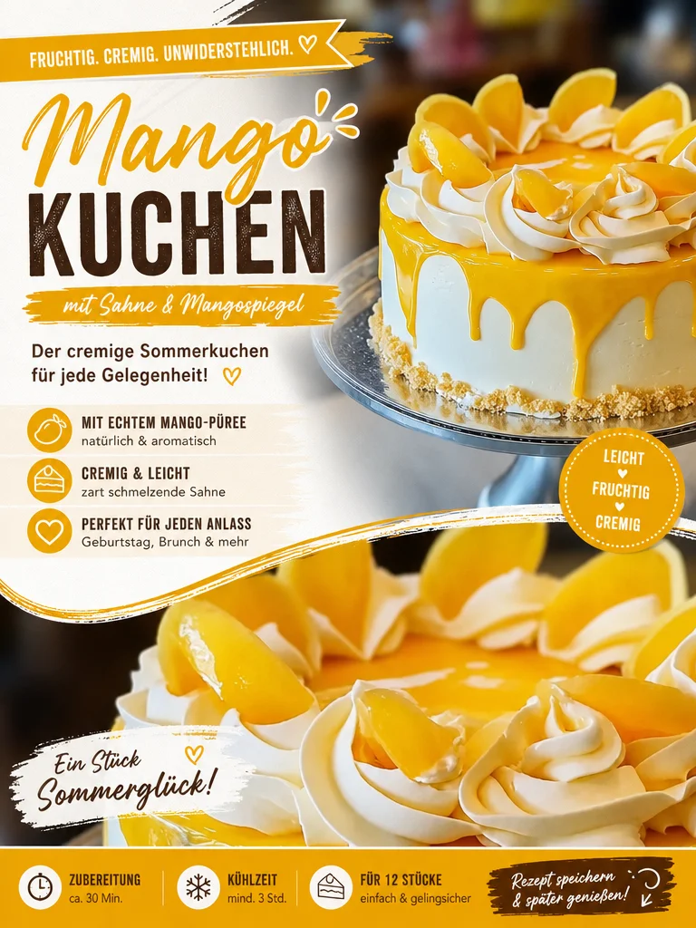 Mango Käsekuchen: Einfaches, erfrischendes Dessert für dich Mango Käsekuchen: Einfaches, erfrischendes Dessert für dich - Wünscht du dir einen leckeren Käsekuchen, der schnell zubereitet ist und mit fruchtigem Mango-Geschmack überzeugt? Unser Mango Käsekuchen ist die perfekte Lösung für besondere Anlässe oder einfach für einen süßen Snack zwischendurch. Mit wenigen Zutaten und einfacher Zubereitung ist dieser Kuchen ein Hit! Probiere es aus und überrasche deine Familie und Freunde. Teile dein Ergebnis! #MangoKäsekuchen #Dessert #einfachbacken