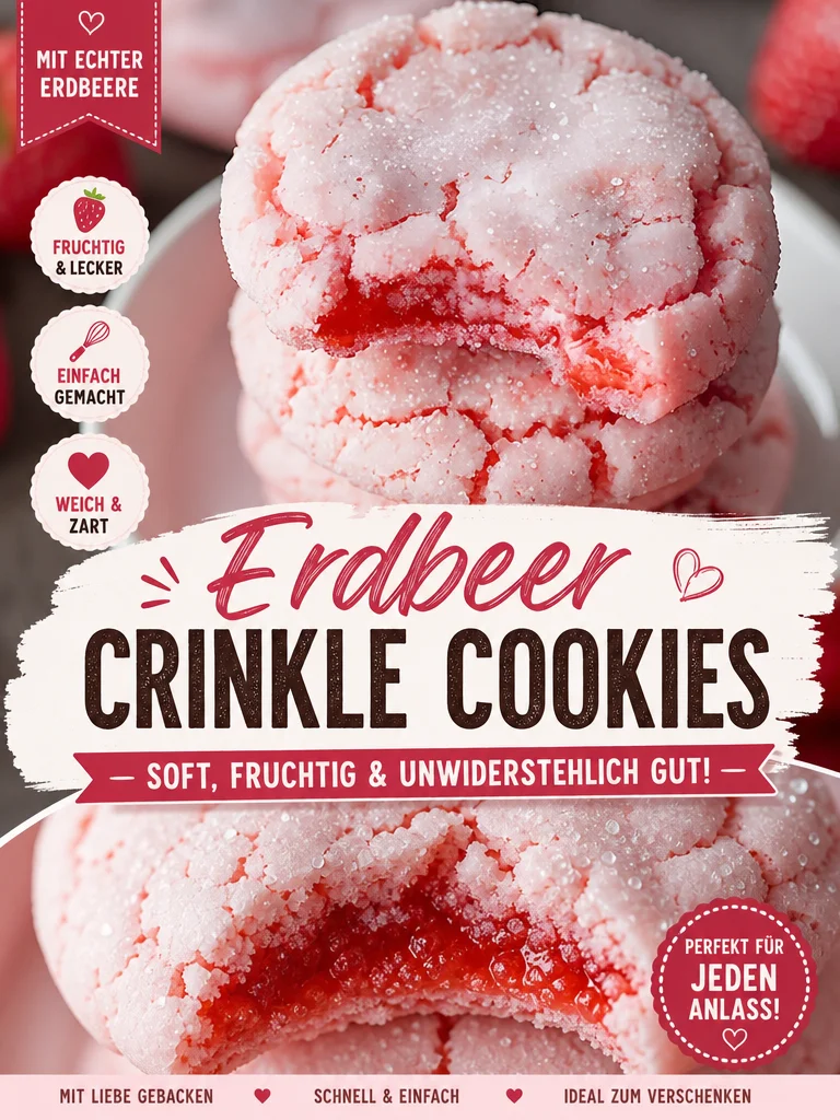 Süße Erdbeer Kekse: Ein himmlisches Rezept für Genuss Süße Erdbeer Kekse: Ein himmlisches Rezept für Genuss - Entdecke das perfekte Rezept für Erdbeer Kekse! Diese Strawberry Sugar Crinkle Cookies sind weich, fruchtig lecker und einfach zuzubereiten. Perfekt für Partys, Kaffeetafeln oder als süße Nascherei für zwischendurch. Lass dir diese Köstlichkeit nicht entgehen und backe jetzt gleich deine Erdbeer Kekse! #ErdbeerKekse #Backen #Kekse