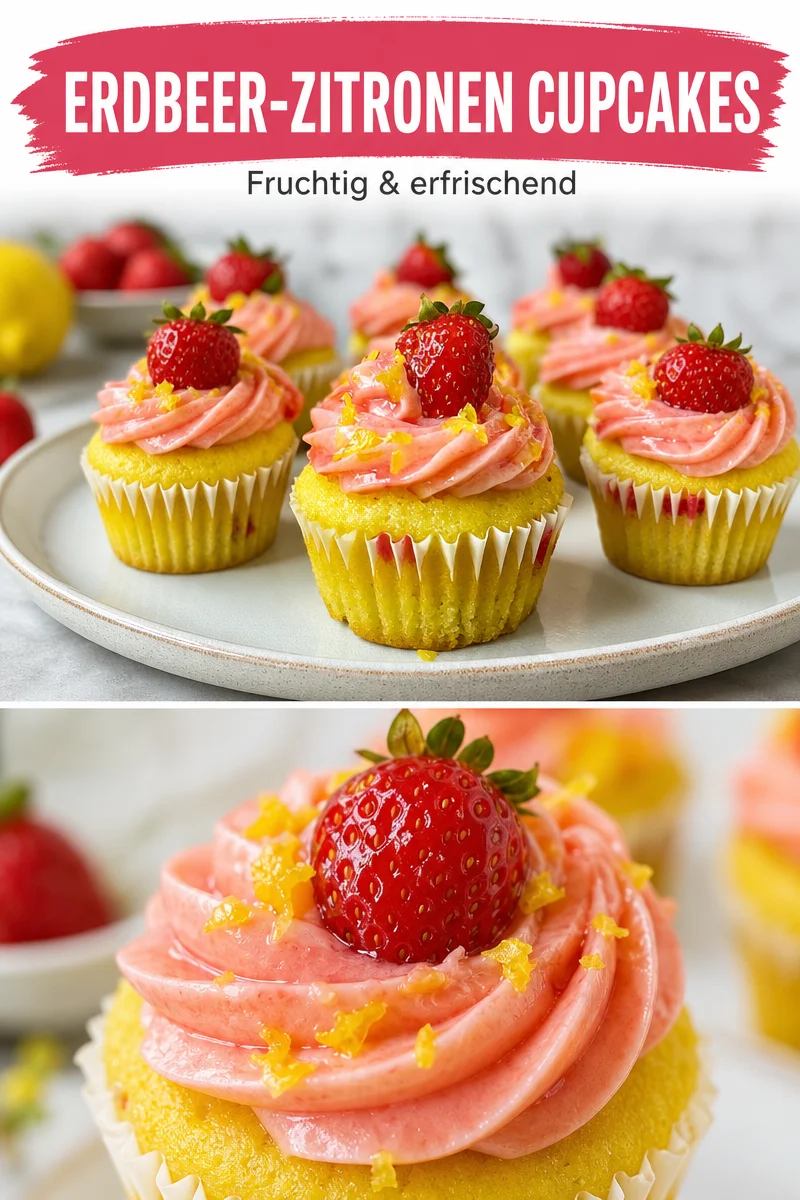 Saftige Erdbeer-Zitronen Cupcakes für den perfekten Sommerspaß Saftige Erdbeer-Zitronen Cupcakes für den perfekten Sommerspaß - Du willst deine Freunde mit etwas Süßem begeistern? Probiere diese leckeren Erdbeer-Zitronen Cupcakes! Fluffig und spritzig, einfach zuzubereiten und perfekt für jede Sommerparty. Backe jetzt mit uns und verwandle deine Küche in eine kleine Konditorei! Lass dir dieses Rezept nicht entgehen. #ErdbeerCupcakes #ZitronenRezepte #BackenMachtSpaß