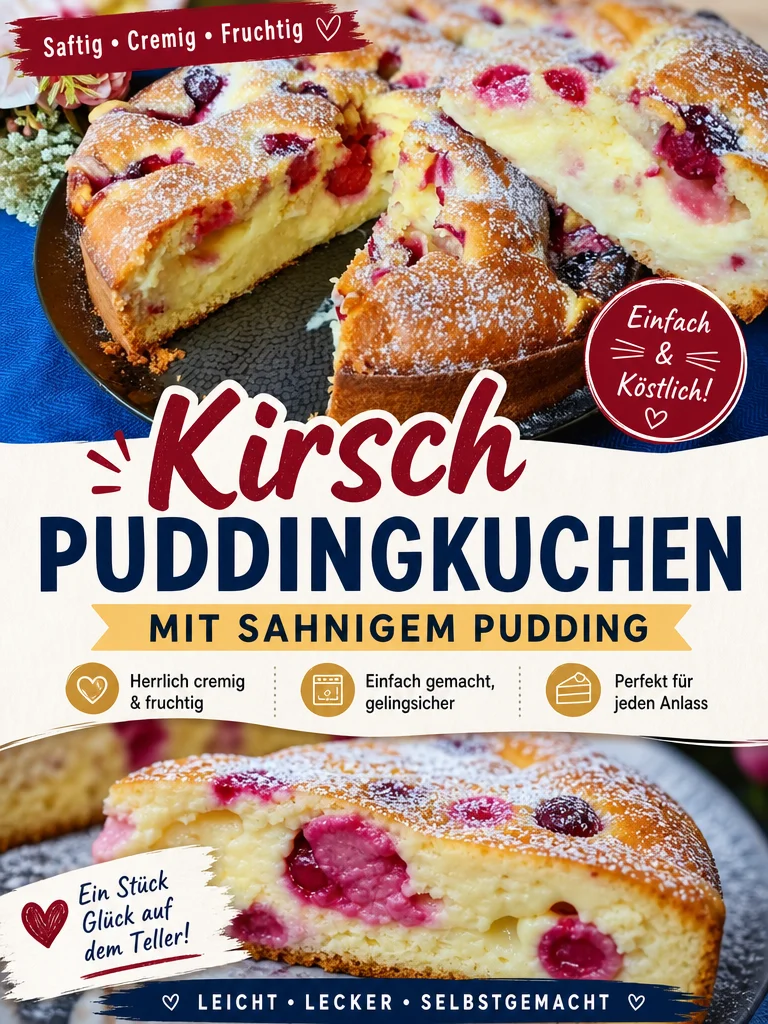 Unvergleichlicher Kirschkuchen mit cremigem Vanillepudding einfach zubereiten - Entdecke das perfekte Rezept für einen saftigen Kirschkuchen mit cremigem Vanillepudding! Egal ob zum Kaffeekränzchen oder als Dessert – dieser Kuchen wird deine Gäste begeistern. Folge unserer einfachen Anleitung und genieße selbstgemachten Genuss. Lass die Sonne auf deinem Teller scheinen! Probiere es jetzt aus und teile das Rezept! #Kirschkuchen #Vanillepudding #Backen