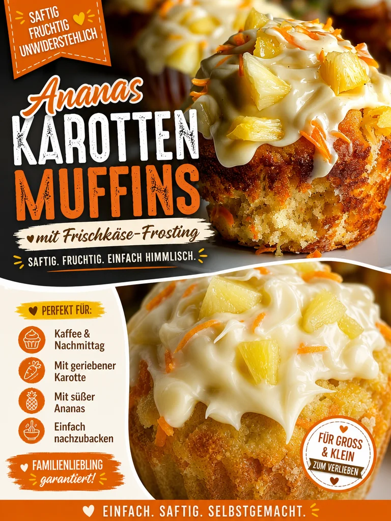 Verführerische Ananas-Möhren-Muffins: Ein tropisches Geschmackserlebnis Verführerische Ananas-Möhren-Muffins: Ein tropisches Geschmackserlebnis - Entdecke das perfekte Rezept für exotische Ananas-Möhren-Muffins! Diese köstlichen Muffins vereinen die Süße der Ananas mit der Frische der Karotten und sind ideal für jede Kaffeetafel oder einfach zum Genießen. Mit einem herrlichen Frischkäse-Frosting verfeinert, sind sie ein Genuss für alle Sinne. Probiere dieses einfache Rezept aus und lasse dich von den tropischen Aromen verführen! Jetzt nachbacken! #Muffins #Backen #ExotischeRezepte