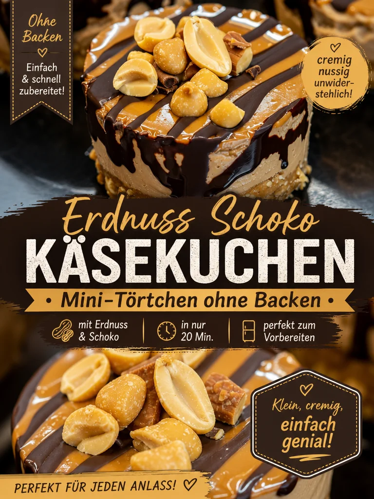 Verwöhne dich mit cremigen Mini Erdnussbutter-Käsekuchen - Einfach unwiderstehlich! Verwöhne dich mit cremigen Mini Erdnussbutter-Käsekuchen - Einfach unwiderstehlich! - Entdecke das Rezept für zarte Mini Erdnussbutter-Käsekuchen, die deine süßen Träume wahr werden lassen! Mit einem knusprigen Boden und einer himmlischen Füllung sind diese kleinen Käsekuchen der perfekte Genuss für jede Gelegenheit. Ideal für Partys oder als süßer Snack! Probiere sie noch heute aus! #Käsekuchen #Erdnussbutter #Dessertliebe