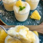 Köstliches Ananas-Sahne-Dessert auf einem Teller serviert