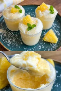 Ananas-Sahne-Dessert Rezept 5 Köstliches Ananas-Sahne-Dessert auf einem Teller serviert