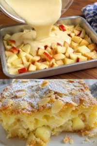 Apfelkuchen Rezept mit Vanillepudding 3 Apfelkuchen mit Vanillepudding auf einem Teller serviert