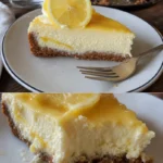 Buttery Kuchen mit Zitronenfüllung und Glaze auf einem Teller