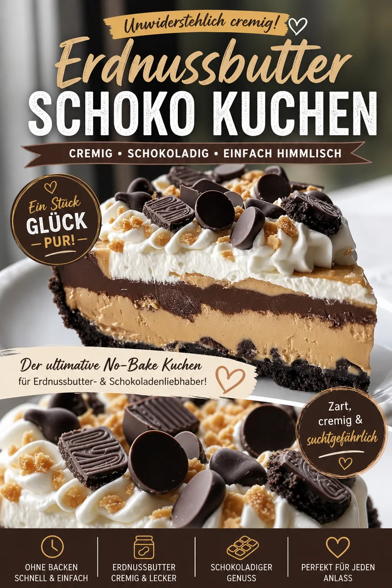 Entdecke die perfekte Schokoladen-Erdnussbutter-Torte für jeden Anlass Entdecke die perfekte Schokoladen-Erdnussbutter-Torte für jeden Anlass - Hast du Lust auf eine köstliche Torte, die schnell zubereitet ist? Diese Schokoladen-Erdnussbutter-Torte ist genau das Richtige für dich! Mit nur wenigen Zutaten zauberst du ein traumhaftes Dessert, das alle begeistern wird. Ideal für Geburtstage oder einfach für den süßen Hunger zwischendurch. Probiere es noch heute aus und lass dich verzaubern! #Torte #Süßspeisen #EinfacheRezepte