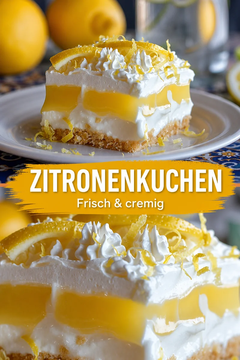Erfrischender Zitronenkuchen – Ein Schicht-Dessert für jeden Anlass - Entdecke dieses einfache und leckere Rezept für Zitronenkuchen, der eher ein erfrischendes Schicht-Dessert ist. Ideal zum Nachmittagskaffee oder als krönender Abschluss eines Festessen. Lass dich von den frischen Beeren und der cremigen Konsistenz begeistern! Probiere es aus und überrasche deine Liebsten. Hol dir das Rezept jetzt! #Zitronenkuchen #Dessert #LeckereRezepte