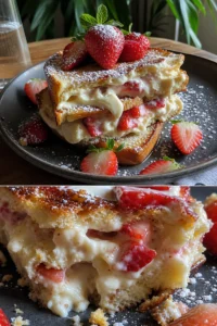 Früchtefüllte Französischbrotrollos mit Sahne 10 Früchtefüllte Französischbrotrollos mit Sahne auf einem Teller