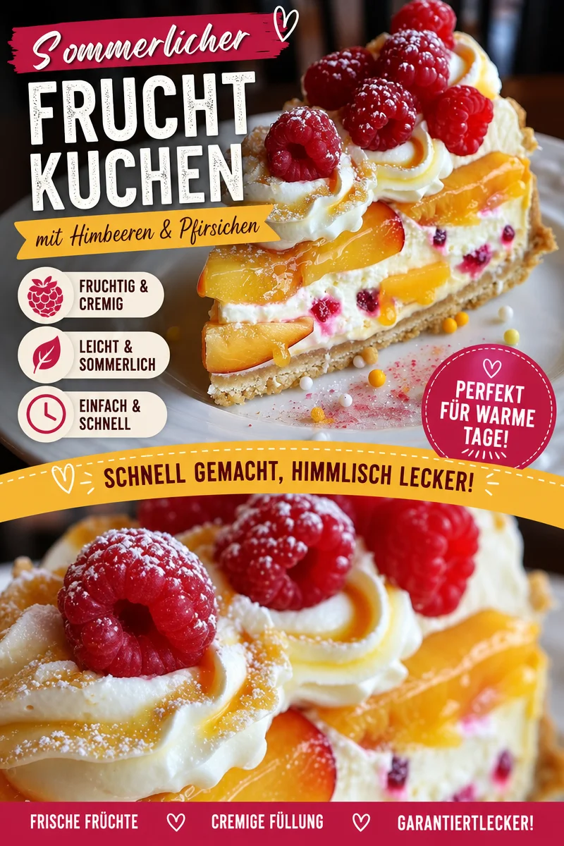Genieße den perfekten Pfirsich-Himbeer-Cheesecake für sonnige Tage! - Hast du Lust auf ein Stück himmlischen Pfirsich-Himbeer-Cheesecake? Ideal für gemütliche Tage im Garten oder auf dem Balkon! Mit einer köstlichen Keksbasis, cremiger Füllung und frischen Früchten ist dieser Cheesecake einfach unwiderstehlich. Probier das Rezept jetzt aus und überrasche deine Liebsten! #Cheesecake #Backen #Süßspeisen
