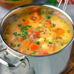 Gesunde Gemüsesuppe mit frischem Gemüse in einer Schüssel serviert