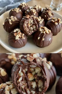 Leckere Haselnuss Pralinen mit Nutella Füllung auf einem Teller