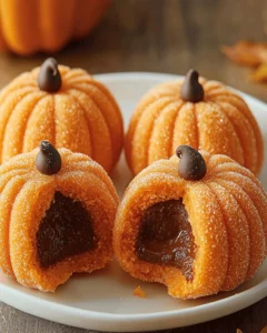 Herbstliche Kürbisgewürz-Schokoladen-Trüffel mit Zimt 3 Herbstliche Kürbisgewürz-Schokoladen-Trüffel mit Zimt auf einem Teller