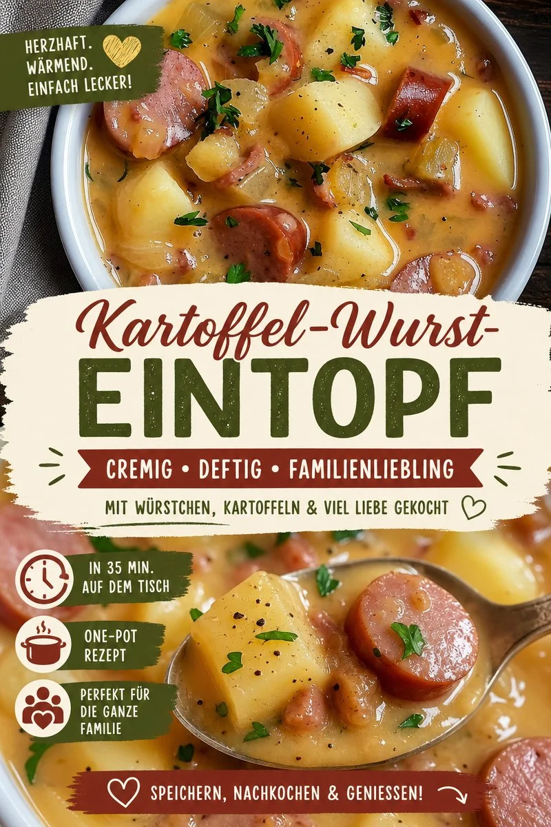 Herzhafte Kartoffel Wurst Suppe: Der perfekte Komfort-Liebling für kalte Tage Herzhafte Kartoffel Wurst Suppe: Der perfekte Komfort-Liebling für kalte Tage - Entdecke die köstliche Kartoffel Wurst Suppe, die dein Herz und deinen Magen an kalten Tagen wärmt. Diese herzhafte Suppe kombiniert Wurst, Kartoffeln und frisches Gemüse für ein unwiderstehliches Geschmackserlebnis. Ideal für ein schnelles Dinner! Probiere es aus und lass dich von dem wundervollen Aroma begeistern. Klicke hier für das einfache Rezept! #KartoffelSuppe #Wurstrezepte #HerzhafteSuppe
