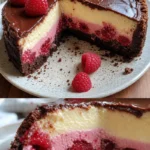 Himbeer-Brownie-Cheesecake in appetitlicher Präsentation auf einem Teller