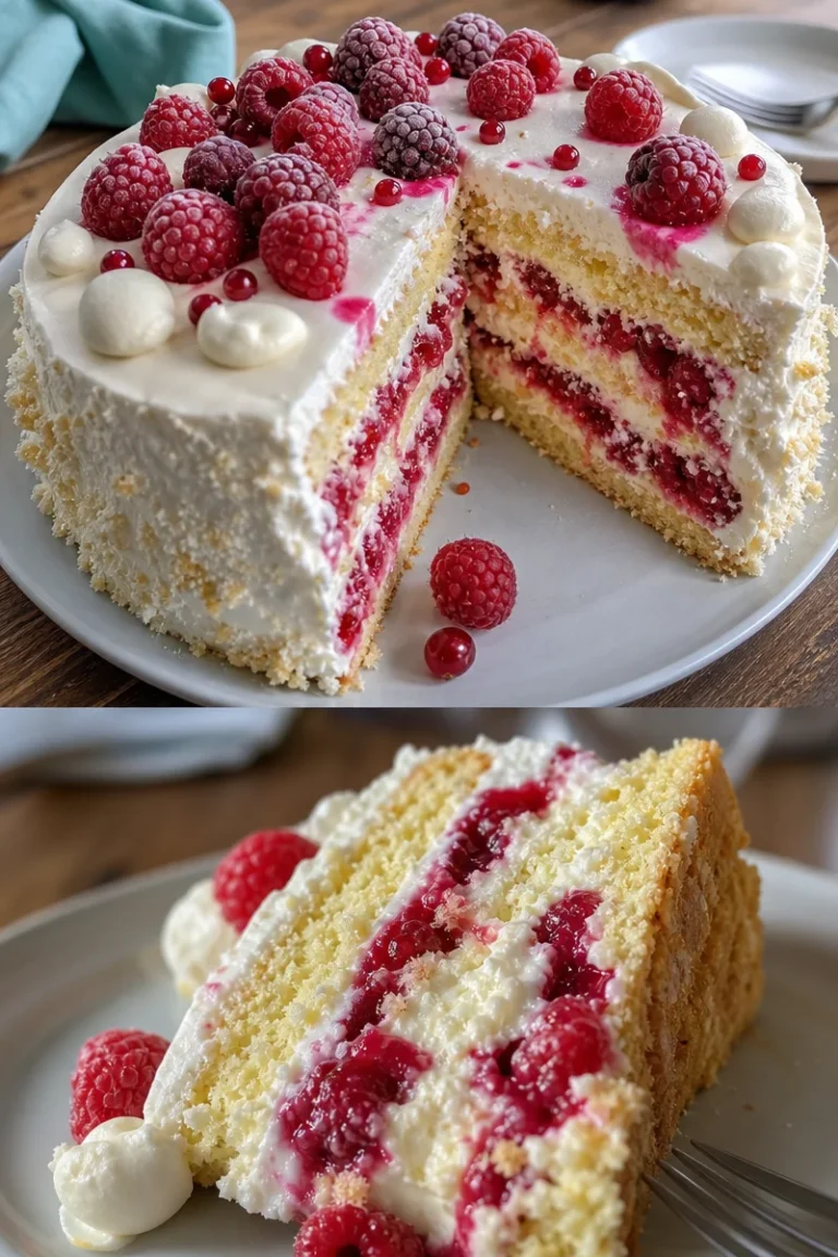 Himbeer-Raffaello-Torte Rezept 5 Himbeer-Raffaello-Torte mit frischen Himbeeren und Raffaello