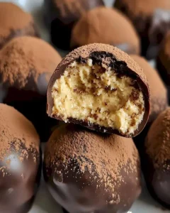 Kaffee-Kakao-Trüffel mit Mascarpone 7 Kaffee-Kakao-Trüffel mit Mascarpone auf einem Teller dekoriert
