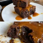 Rezept für karamellige Schokoladenbrownies mit schokoladiger Soße
