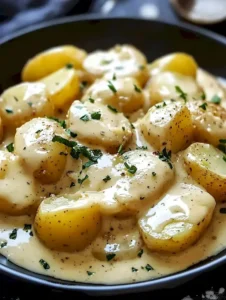 Kartoffeln in cremiger Knoblauchsoße Rezept 4 Kartoffeln in cremiger Knoblauchsoße – einfaches Rezept für ein leckeres Gericht