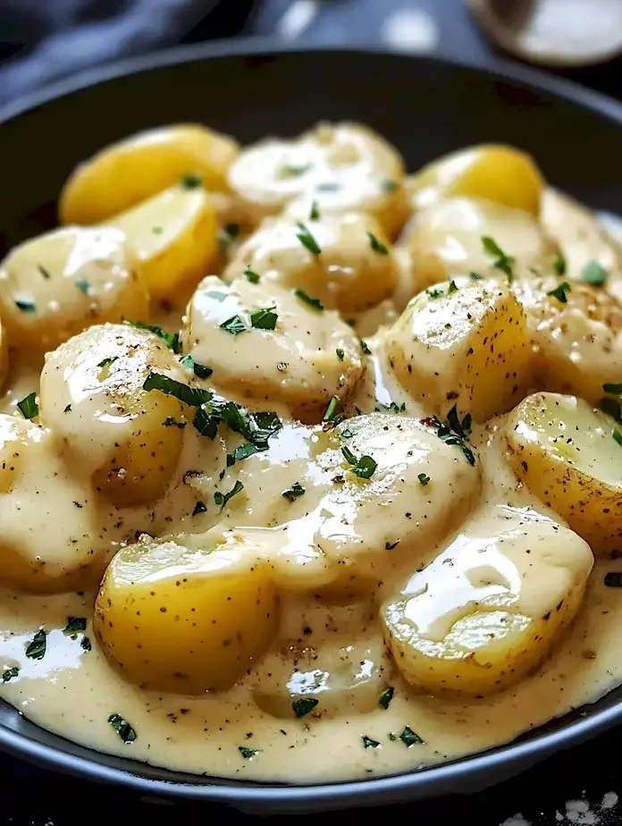 Kartoffeln in cremiger Knoblauchsoße Rezept 6 Kartoffeln in cremiger Knoblauchsoße – einfaches Rezept für ein leckeres Gericht