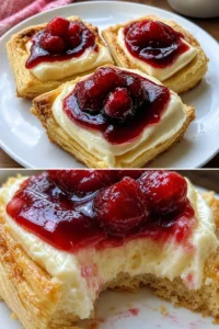 Kirsche Frischkäse Danish Rezept 9 Kirsche Frischkäse Danish auf einem Teller mit frischen Kirschen