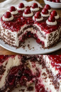 Kirschtorte Stracciatellacreme Rezept 8 Kirschtorte mit Stracciatellacreme und frischen Kirschen auf einem Teller