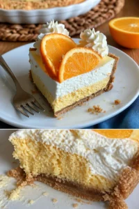 Klassik-Orange-Creamsicle-Cheesecake mit Vanille 10 Klassik-Orange-Creamsicle-Cheesecake mit Vanille auf einem Teller