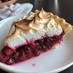 Klassisches Cranberry Meringue Pie, frisch serviert auf einem Teller