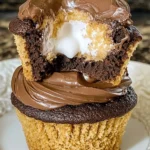 Schokoladen-S'mores-Cupcakes mit köstlicher Marshmallow-Füllung und Dekoration