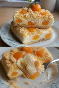 Mandarinen Schmand Kuchen Rezept 10 Leckere Mandarinen Schmand Kuchen Stücke auf einem Teller