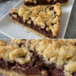 Leckerer Nutella-Streuselkuchen auf einem Tisch serviert