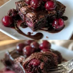 Saftige Kirschenbrownies mit frischen Kirschen garnierte Stücke