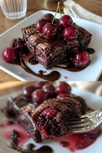 Saftige Kirschenbrownies mit frischen Kirschen garnierte Stücke