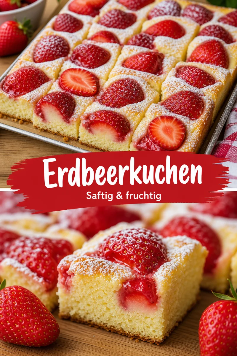 Saftiger Erdbeerkuchen – Ein Herzstück für jeden Anlass - Entdecken Sie das Rezept für meinen saftigen Erdbeerkuchen! Schneller Biskuitteig mit frischen Erdbeeren und einem Hauch von Sahne – ideal für besondere Anlässe oder als süßes Dessert. Lassen Sie sich von diesem Rezept verzaubern und genießen Sie jeden Bissen. Jetzt ausprobieren und Ihre Liebsten begeistern! #Erdbeerkuchen #Backen #Rezepte