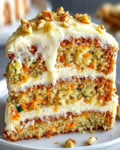 Saftiger Karottenkuchen mit Frischkäse Rezept 6 Saftiger Karottenkuchen mit Frischkäse auf einem Teller dekoriert