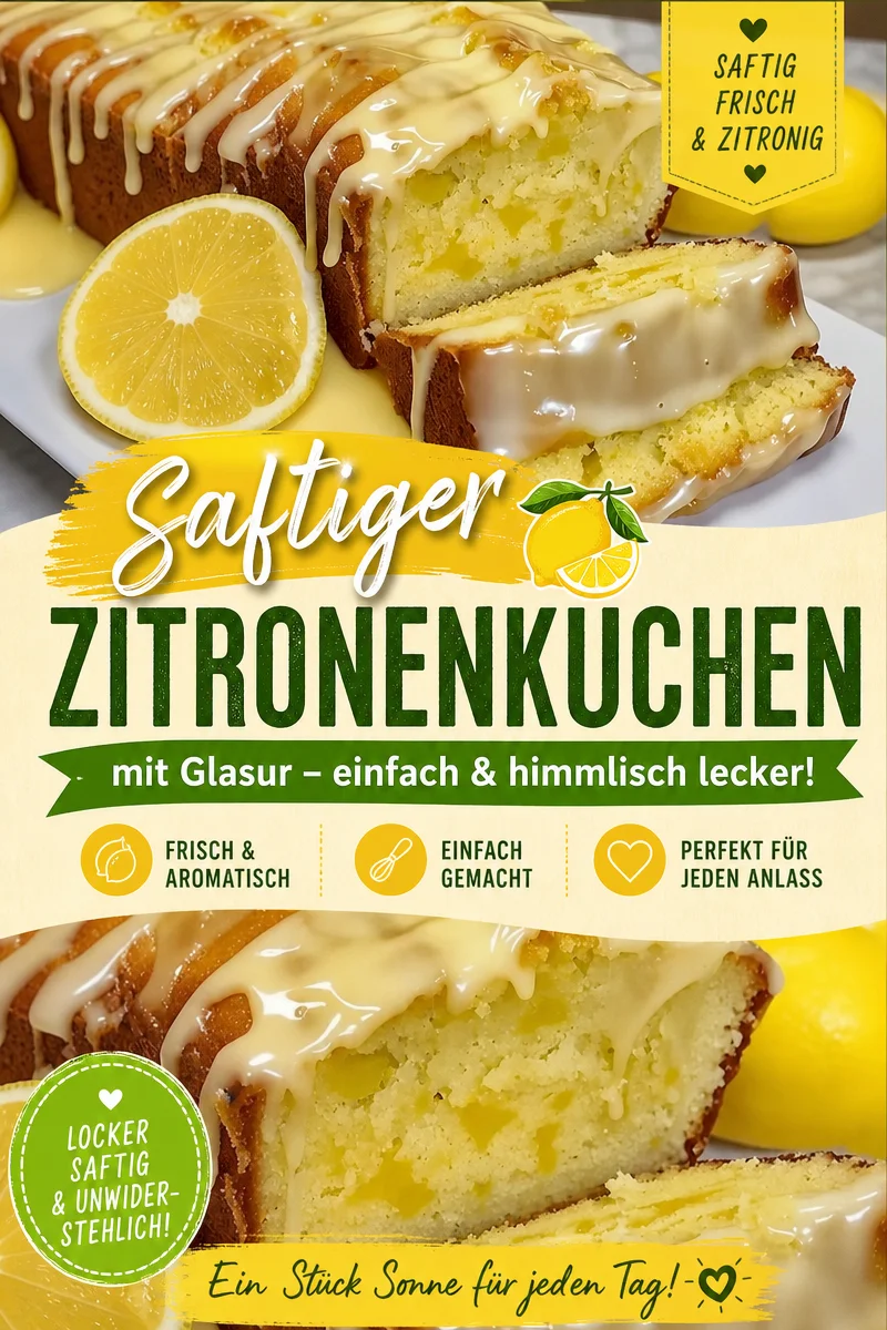 Saftiger Zitronenkuchen: Einfaches Rezept für jeden Anlass - Lust auf einen schnellen und saftigen Zitronenkuchen, der Ihre Gäste begeistert? Dieses Rezept ist unkompliziert und gelingt immer! Mit nur wenigen Zutaten backen Sie einen himmlischen Kuchen, der perfekt für jede Feier oder als süßer Snack dient. Folgen Sie meiner Anleitung und genießen Sie unwiderstehliches Zitronen-Aroma! Geben Sie Ihrer Backkunst einen frischen Dreh. Jetzt ausprobieren! #Zitronenkuchen #Backen #Süßspeisen