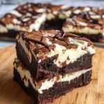 Saftiger Schokoladen Käsekuchen mit frischer Sahne garniert