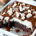 Schokoladen Kuchen mit Pecannüssen auf einem Teller serviert