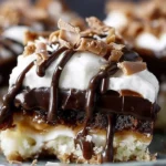 Schokoladen Mounds Kuchen mit Kokosnuss auf einem Teller